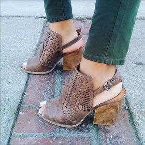 The Valerie open toe bootie in taupe